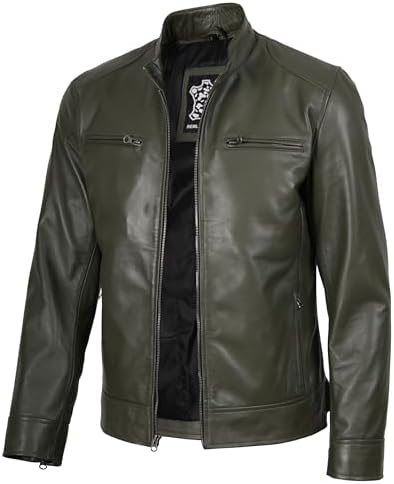 chouyatou Men's Vintage Stand Collar Pu Leather Jacket (X-Small